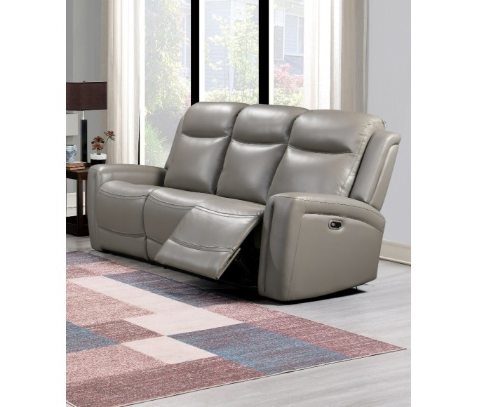 Katlyn Leather Power Reclining Sofa - Grey